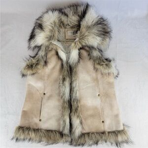 Tasha Polizzi Tan Faux Fur Trim Vest